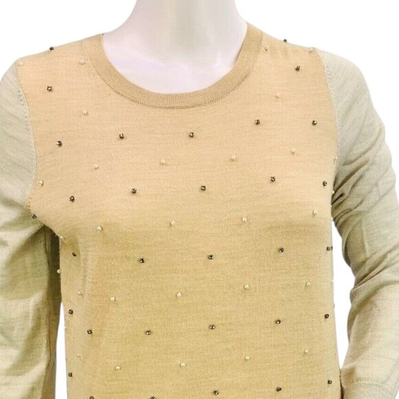 Ann Taylor LOFT Womens Wool Blend Sweater Gem Pearl Embellished Size M - Picture 4 of 12